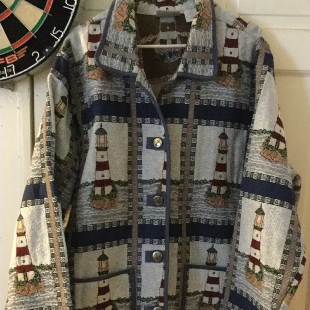 Blair tapestry lighthouse plus size coat 2XL